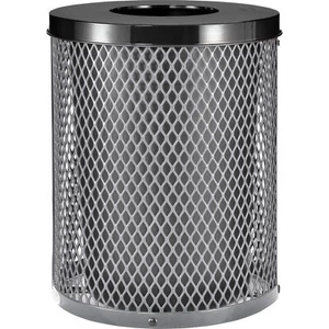 Global Industrial 36 Gallon Outdoor Diamond Steel Trash Can With Flat Lid Gray - Picture 1 of 8