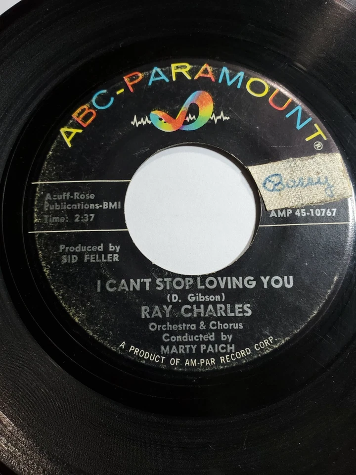 RAY CHARLES - I CAN'T STOP LOVING YOU/BORN TO LOSE- ABC VG- F88 - Image 1 of 1