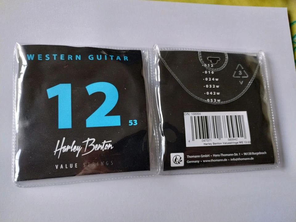 2 sets of Harley Benton Acoustic Guitar Strings Bronze 12-53 Light gauge
