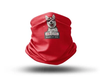 Washable Fabric Face Cover Neck Gaiter Unique Print Happy Dog Design EU Made - Image 1 of 4