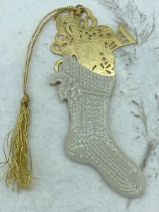 Adorno de medias de oro de Navidad Lenox 1996 hecho en EE. UU. USADO EN EXCELENTE ESTADO sin caja - Imagen 1 de 18