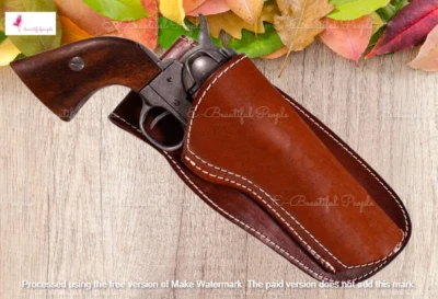 Handcrafted & Stitched Leather Gun Revolver Colt ,Ruger Holster Cowboy Western - Image 1 of 4