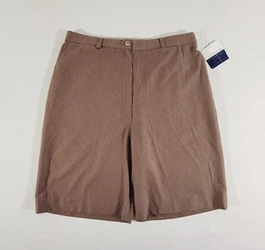 NWT LIZ CLAIBORNE Women's 14 (Actual 32" x 9") Brown Striped Bermuda Shorts - Picture 1 of 6