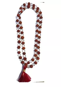 Sphatik Crystal Rudraksha Mala / Necklace 108+1 Beads Natural Prayer Rosary - Picture 1 of 1