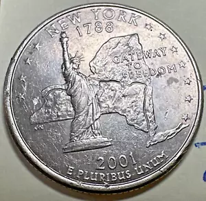 2001 D New York State Washington Quarter 25C 7705N - Picture 1 of 3