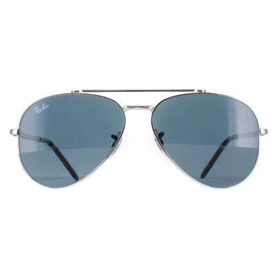 Ray-Ban Lunettes de Soleil RB3625 New Aviator 003/R5 Poli Argent Bleu - Photo 1/4