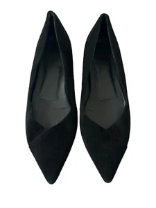Theory Black Suede Flats Ballet Pumps Designer Flat Shoes Slip On 39 UK 6 - Picture 1 of 18