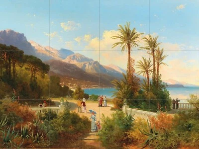 Mosaic Ceramic Panel of Carl Hasch Summer on the Riviera Tile Mural Wall Art - Image 1 of 4