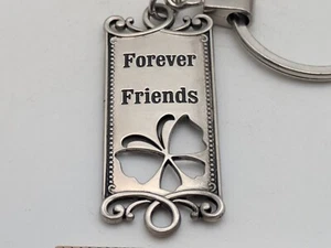 Forever Friends Keychain Butterfly Metallic Silvertoned Friendship - Picture 1 of 4