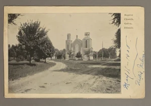 Postcard Baptist Church Galva Illinois Posted 1908 Undivided - Picture 1 of 2