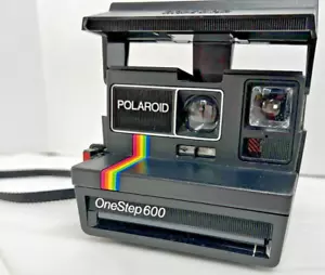 Vintage Polaroid One Step 600 Camera Instant Film Rainbow Stripe Strap Untested - Picture 1 of 9
