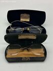 2 Vintage Pairs Of Eye Glasses Spectacles & Cases Clyde S Reed Etter Bros Ohio