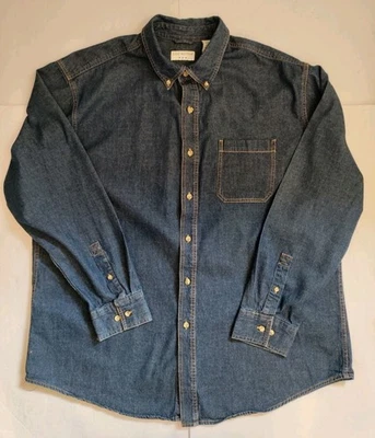 Camisa de algodón manga larga Covington XXL azul denim con botones para hombre Foto 1 de 4
