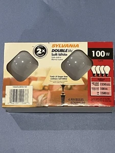 Sylvania Double Life 100 Watt Soft White Light Bulbs 4 Pack Made USA - Picture 1 of 3