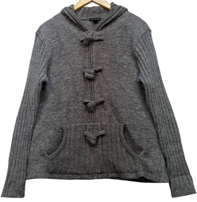 Tally Ho Womens Wool Zip Up Hooded Cardigan Toggle Button Size L Gray - Image 1 of 4