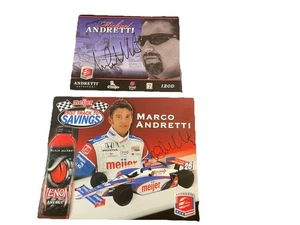 MICHAEL & MARCO ANDRETTI handsigniertes Racing Werbe Hard Stock Material - Bild 1 von 9