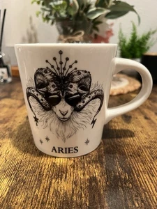 RORY DOBNER x WILLIAMS SONOMA Zodiac Mug Aries White Black 20 oz Porcelain Cup - Picture 1 of 16