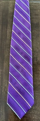 Corbata de seda tejida JOS A BANK púrpura con rayas blancas diagonales Foto 1 de 4