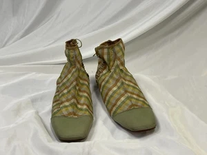 1850-1860 silk plaid side lacing ladies shows, size 7-8 manufacturer's seconds - Picture 1 of 5