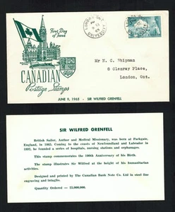 Canada #438, 1965 5¢ Grenville Middlesex Stamp Circle Cachet FDC, VF w/ insert - Bild 1 von 1