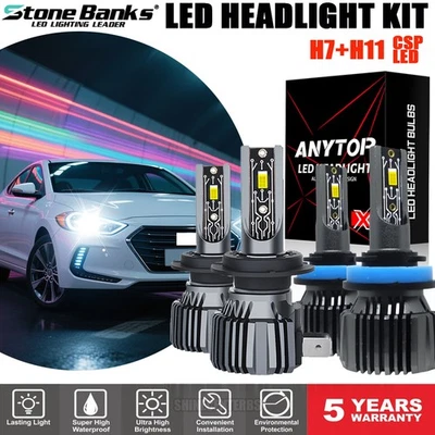 Kit de bombillas combinadas de faros LED de haz alto bajo para Hyundai Elantra 2013-2018 H7 H11 Foto 1 de 4