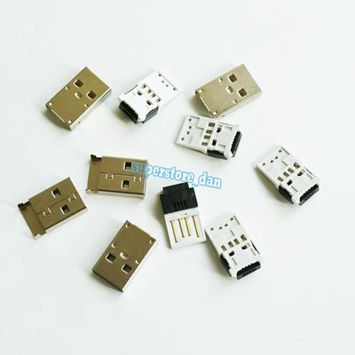 1Set USB 4 Pin Type-A Male 2-Piece NO Solder Connector Plug Short Metal Cover  - Image 1 of 4