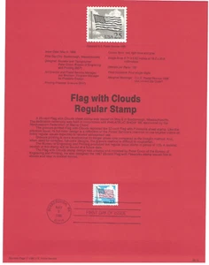USPS Souvenir First Day Of Issue Commemorative Stamp 5/6/88 Flag W/ Clouds 25c - Picture 1 of 1
