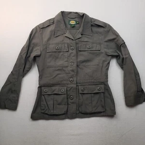 CABELAS Canvas Feldjacke Mantel Damen M Reg grün Baumwollmischung Knopf - Bild 1 von 10