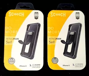 Scooch Wingman Custodia Cavalletto Nera 5 in 1 per Apple iPhone X/Xs Confezione da 2 - Foto 1 di 3