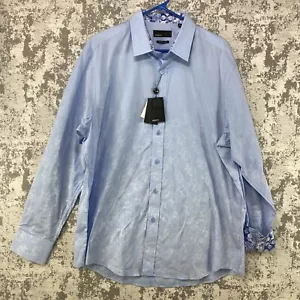Quieti Camicia Uomo XL Manica Lunga con Bottoni, Floreale Blu Chiaro Infradito Nuova con etichette - Foto 1 di 12