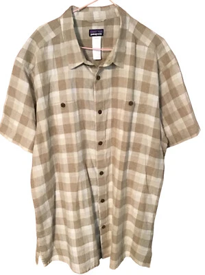 Camisa Patagonia para hombre color tostado y blanco a cuadros mezcla de algodón talla XL Foto 1 de 4