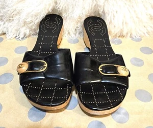 Chanel Vintage Interlocking CC Logo Slides Women's Size: 5.5 - Picture 1 of 6