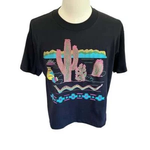 Vintage Snake Cactus Southwest Desert Graphic Tee Cropped Fit XL - Picture 1 of 4