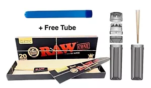 Raw Black King Size Pre Rolled 20 Pack+Grind Herb to Cone Creator Machine+Tube - Picture 1 of 6