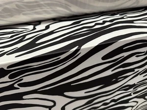 Soft Touch Stretch Spandex Jersey Fabric, Per Metre - Zebra print - White Black - Picture 1 of 4