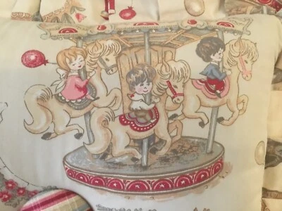 Children’s Nursery Amusement Park  Zoo  MC Vintage  Reversible Throw PILLOW  VGC - Image 1 of 4