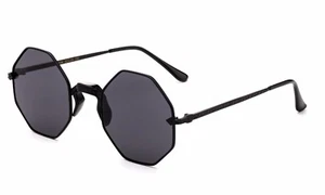 Heptagon Sunglasses Accented Temple Flat Lens 8 Sided Vintage - Picture 1 of 9