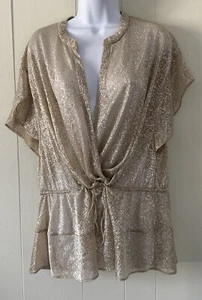 Iro Panoramic Metallic Gold Shimmer Faux Wrap Top Glam Party Sz 36 US 4/6 NWOT - Picture 1 of 10
