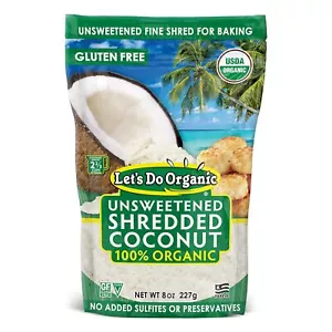 Organic Unsweetened Shredded Coconut 8oz Pack of 12 Vegan Gluten Free - Picture 1 of 6