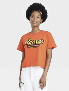 Reese's Peanut Butter Cups Women's Orange Mid Length T Shirt Size Medium G1 - Picture 1 of 5