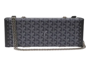 Goyard Saint Honore Trunk Bag Grey Leather Crossbody Shoulder Rectangle Clutch - Picture 1 of 21