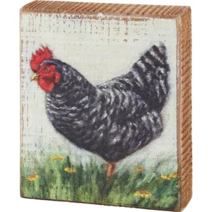 Letrero de bloque de madera pequeño de 5" Plymouth Rock Chicken - Imagen 1 de 3