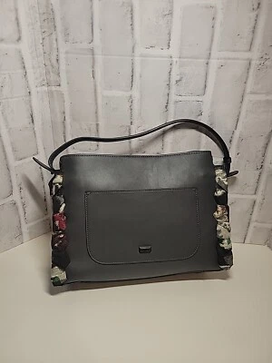 Bolsa de ombro Betsey Johnson alça superior satchel tecido cinza cachecol envoltório acabamento NOVO - Imagem 1 de 4