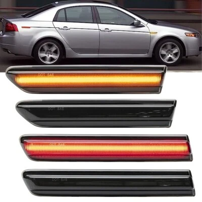 4X Para 2004-2008 Acura TL Luz de Marcador LED Ahumada Delantera Trasera Lámpara Roja Ámbar Foto 1 de 4