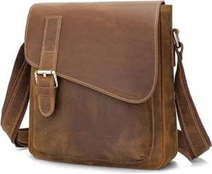 Men's Leather Messenger Bag Shoulder Crossbody Backpack Bags Purse for Women Vin - Picture 1 of 6