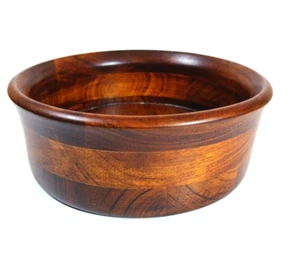 Kleine Mosaik gedrechselte Holzschale braun dekorativ 7" Durchmesser - Bild 1 von 4