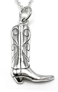 Collar colgante de bota de vaquero de plata de ley 925 #638 - Imagen 1 de 3