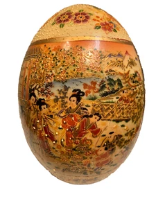 DEKO EI Vintage Satsuma japanisches Sammlerstück Ei Moriage erhaben Gold 6 Zoll - Bild 1 von 7