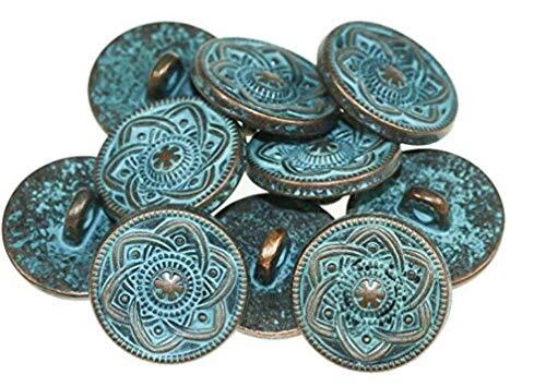 Bottoni in Metallo Stemma 10 Pezzi Rotondo 15 mm Argento Antico Royal (g0h) - Immagine 1 di 1