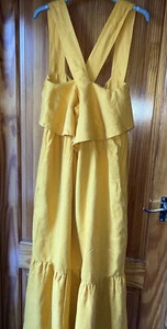 BEAUMONT ORGANIC Yellow Linen Maxi Sun Dress Size Large Holiday SUMMER - Picture 1 of 9